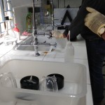 11. Washing the jars after grinding