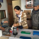 Scientists practicing seed sample processing