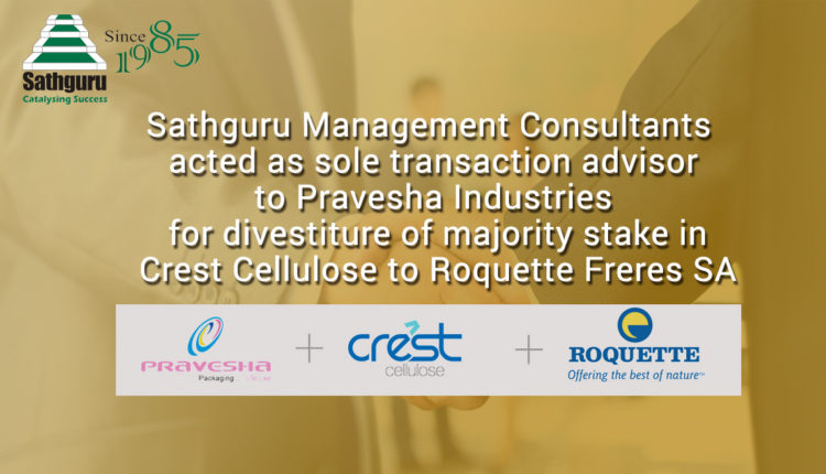 Sathguru advises Pravesha Industries for divestiture of majority stake in Crest Cellulose